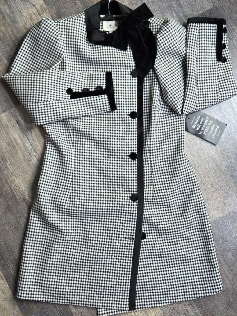 NWT Tuckernuck Black Check Gingham Felicity Dress Sz Lg